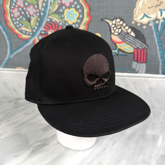 Harley-Davidson Other - Harley-Davidson New Era 59FIFTY Fitted Hat Black Willie G Skull Cap Sz 7 Men XS